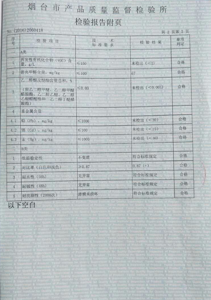 外墻乳膠漆檢測報(bào)告